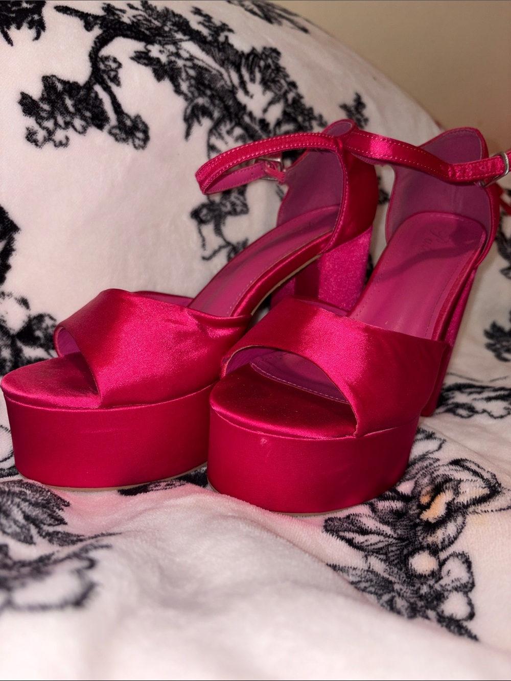Pink Platform Ankle-Strap Heels